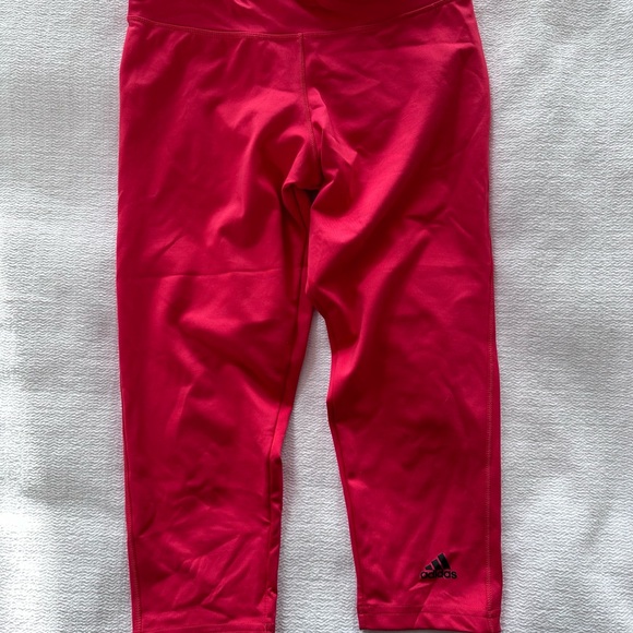 Red Adidas Crop Leggings - Picture 2 of 4